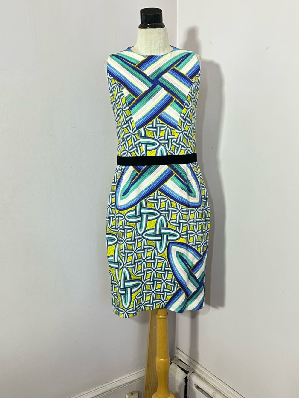Peter Pilotto Vintage Abstract Geometric Print Dress US 10